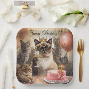 Cat Birthday Party Paper Plate