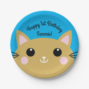Cat Birthday Party Paper Plate