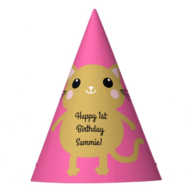 Cat Birthday Party Party Hat (Front)