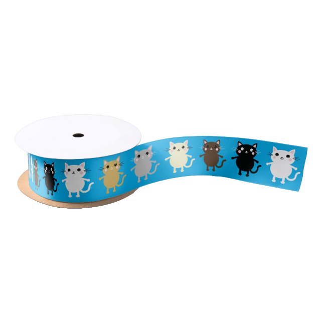 Cat Birthday Party Satin Ribbon (Spool)