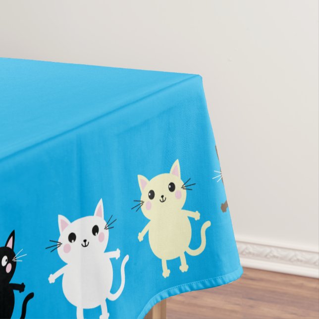 Cat Birthday Party Tablecloth (In Situ)