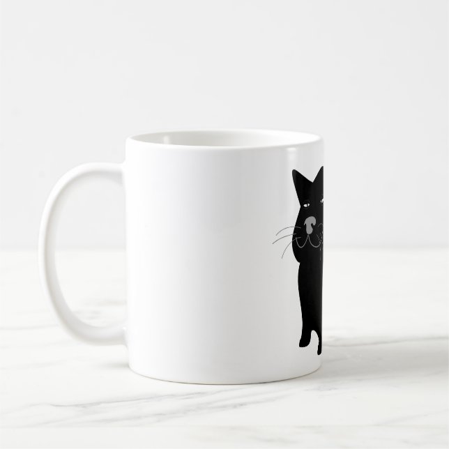 cat, black, big, fat coffee mug (Left)