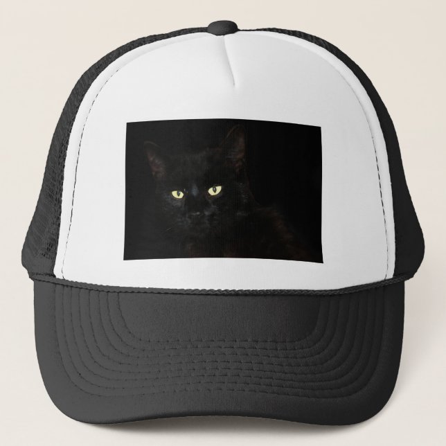 Cat Black Cat Domestic Animal Trucker Hat (Front)
