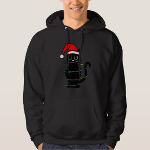 Cat Black Christmas Light Funny Cat Lover Christma Hoodie