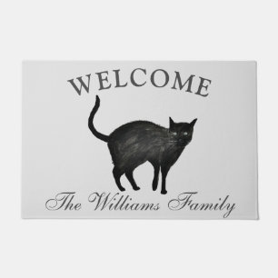 Cat Black Pets Animal Watercolor Kitten Doormat