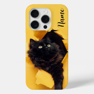 Cat black phone case customised with your pets nam