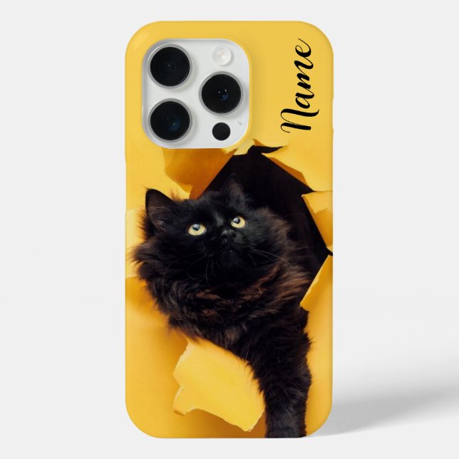Cat black phone case customised with your pets nam (Back)