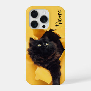 Cat black phone case customised with your pets nam