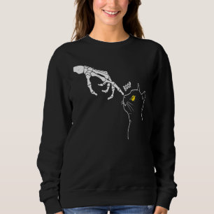 Cat Black Skeleton Hand Boop Halloween 2022 Sweatshirt