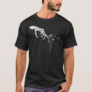 Cat Black Skeleton Hand Boop Halloween 2023 T-Shirt