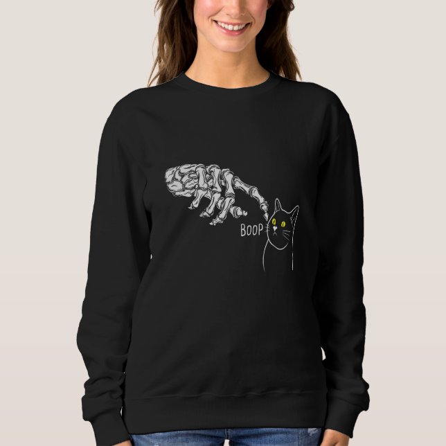 Cat Black  Skeleton Hand Boop  Halloween Sweatshirt (Front)