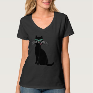 cat black with sunglasses T-Shirt