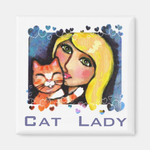 Cat & Blonde Lady Fridge Magnet