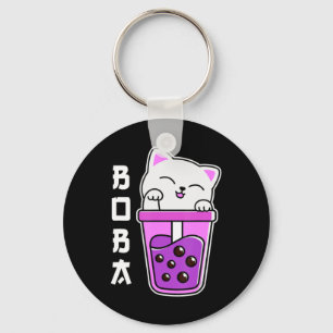Cat Boba Anime Bubble Tea Neko Girls Kawaii Girls  Key Ring