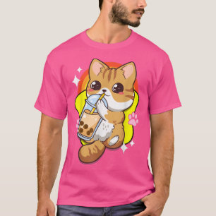 Cat Boba Bubble Milk Tea Kawaii Anime Neko Cute Ki T-Shirt