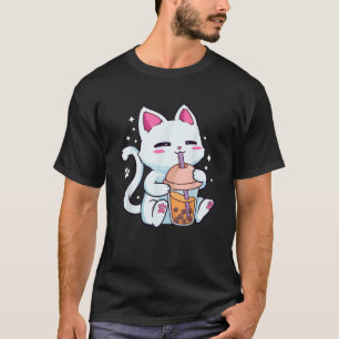 Cat Boba Bubble Tea Women Girls Kawaii Anime Neko T-Shirt