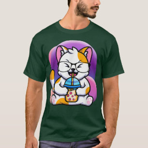 cat boba eat ramen anime kawaii neko, cat eating r T-Shirt