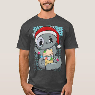 Cat Boba Tea Bubble Tea Anime Kawaii Christmas Eve T-Shirt