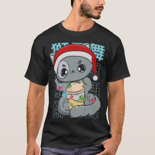 Cat Boba Tea Bubble Tea Anime Kawaii Christmas Eve T-Shirt