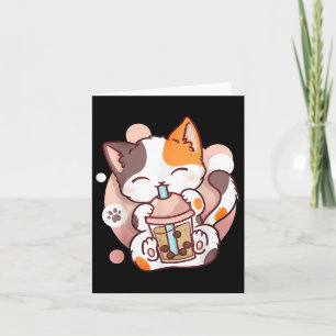 Cat Boba Tea Bubble Tea Anime Kawaii Neko  Card