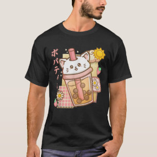 Cat Boba Tea Bubble Tea Anime Kawaii Neko Cat Boba T-Shirt