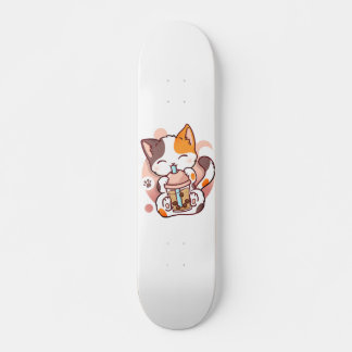 Cat Boba Tea Bubble Tea Anime Kawaii Neko for Girl Skateboard
