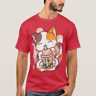 Cat Boba Tea Bubble Tea Anime Kawaii Neko for Girl T-Shirt