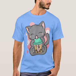 Cat Boba Tea Bubble Tea Anime Kawaii Neko Gift Gir T-Shirt