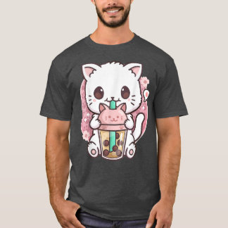 Cat Boba Tea Bubble Tea Anime Kawaii Neko Gift Gir T-Shirt