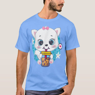 Cat Boba Tea Bubble Tea Anime Kawaii Neko Gift Gir T-Shirt