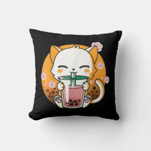 Cat Boba Tea Bubble Tea Anime Kawaii Neko Gifts Gi Cushion