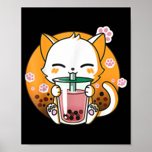 Cat Boba Tea Bubble Tea Anime Kawaii Neko Gifts Gi Poster