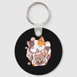 Cat Boba Tea Bubble Tea Anime Kawaii Neko  Key Ring