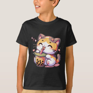 Cat Boba Tea Bubble Tea Anime Kawaii Neko Kids Tee