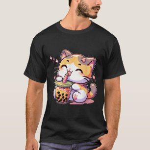 Cat Boba Tea Bubble Tea Anime Kawaii Neko Kids Tee