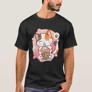 Cat Boba Tea Bubble Tea Anime Kawaii Neko Men Wome T-Shirt