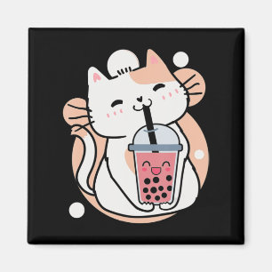 Cat Boba Tea Bubble Tea Anime Kawaii Neko Milktea  Magnet