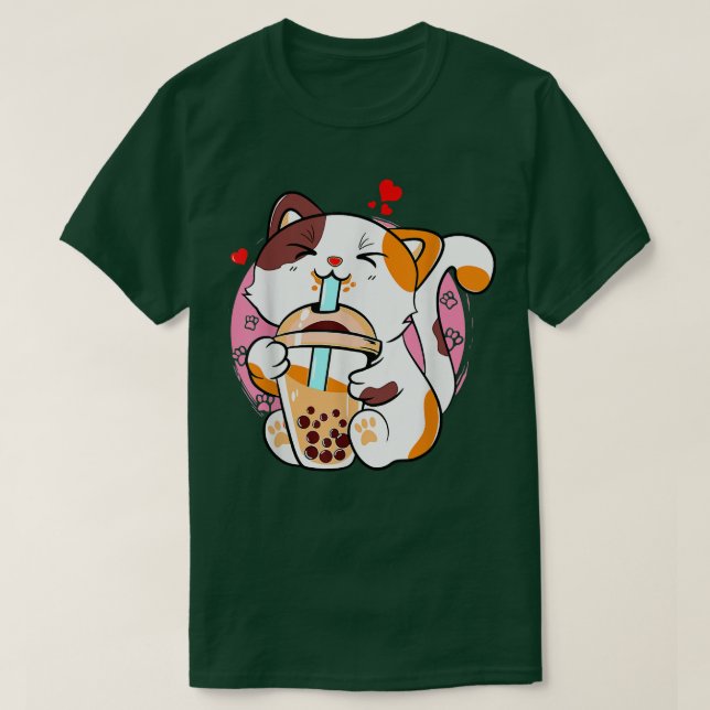 Cat Boba Tea Bubble Tea Anime Kawaii Neko Milktea  T-Shirt (Design Front)