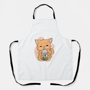 Cat Boba Tea Bubble Tea Anime Kawaii Neko of Cute  Apron