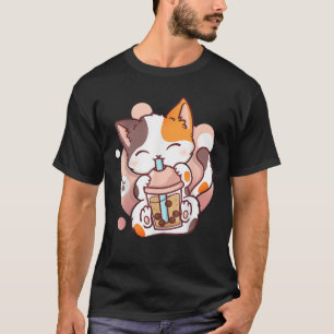Cat Boba Tea Bubble Tea Anime Kawaii Neko T-Shirt