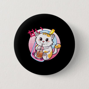 Cat Boba Tea Bubble Tea Cat Lover Anime Kawaii Nek 6 Cm Round Badge