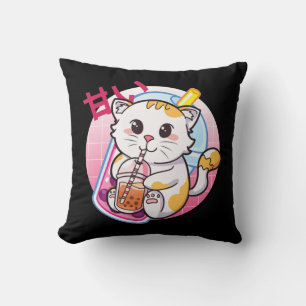 Cat Boba Tea Bubble Tea Cat Lover Anime Kawaii Nek Cushion