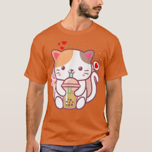 Cat Boba Tea Bubble Tea Kawaii Anime Japanese Gift T-Shirt