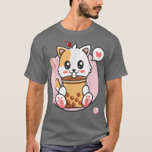 Cat Boba Tea Bubble Tea Kawaii Anime Japanese Girl T-Shirt