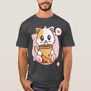 Cat Boba Tea Bubble Tea Kawaii Anime Japanese Girl T-Shirt