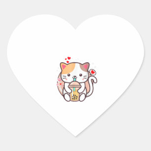 Cat Boba Tea Bubble Tea Kawaii Anime Japanese Neko Heart Sticker