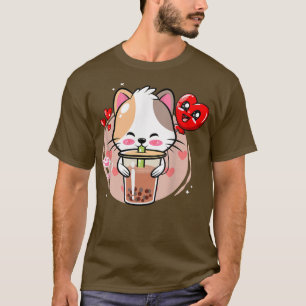 Cat Boba Tea Bubble Tea Kawaii Anime Japanese Neko T-Shirt