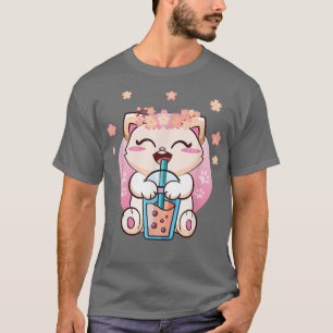 Cat Boba Tea Bubble Tea Kawaii Anime Japanese Neko T-Shirt