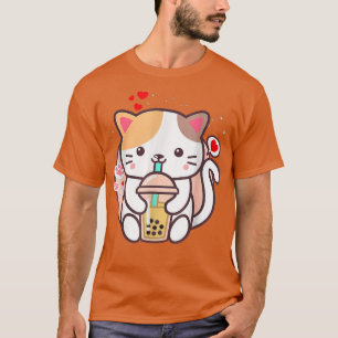 Cat Boba Tea Bubble Tea Kawaii Anime Japanese Neko T-Shirt