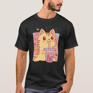 Cat Boba Tea Bubble Tea Kawaii Anime Japanese Neko T-Shirt